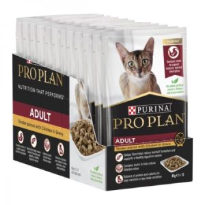 PURINA Pro Plan Feline Adult Wet Food Pouch Chicken in Gravy 12x 85G - Essentials