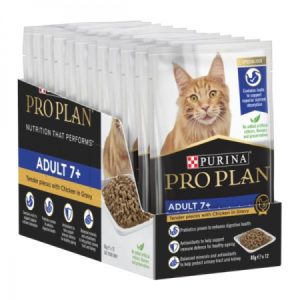 PURINA Pro Plan Feline Adult 7+ Wet Food Pouch Chicken in Gravy 12x85G - Specialised